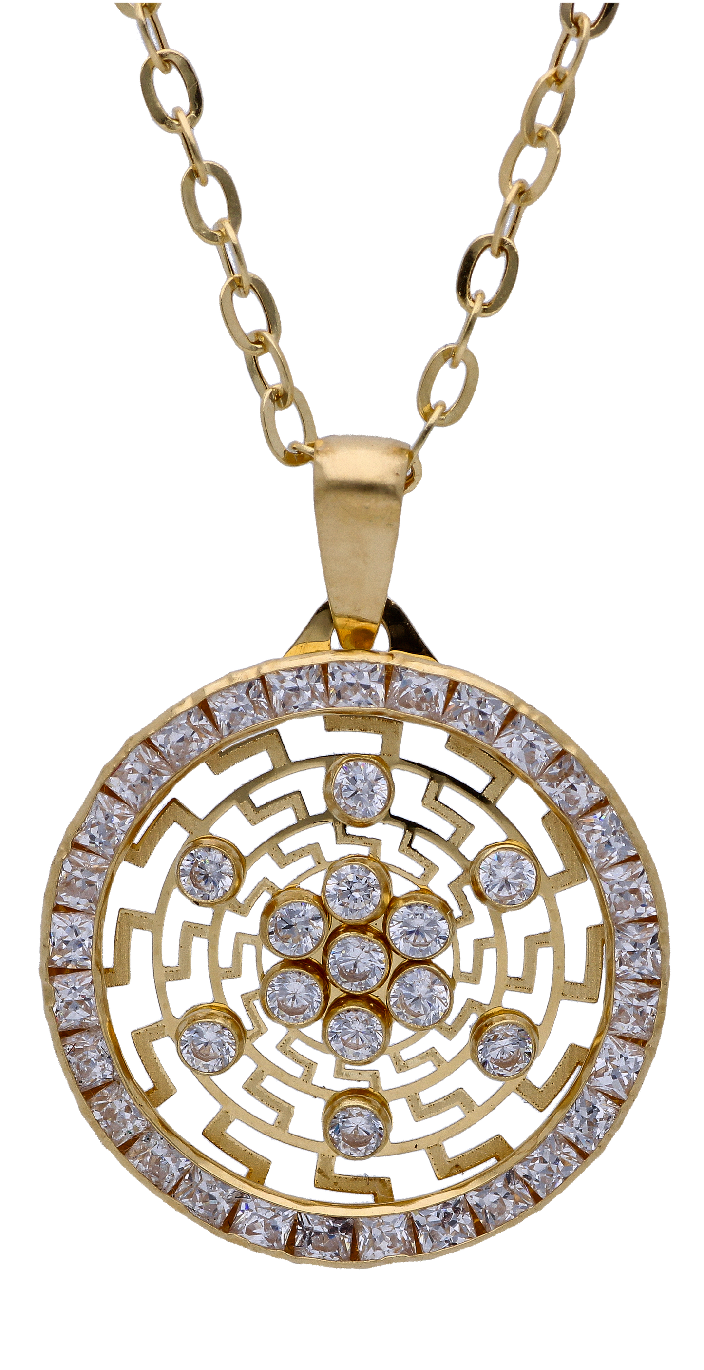 Gold Necklace (Chain with Zircon Pendant) 18KT - FKJNKL18KU6283