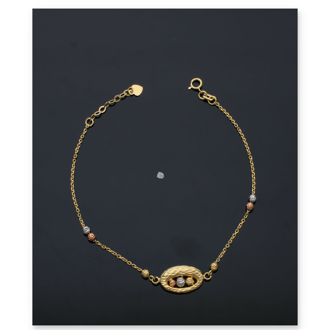 Gold Textured Beads Bracelet 18KT - FKJBRL18KU6121