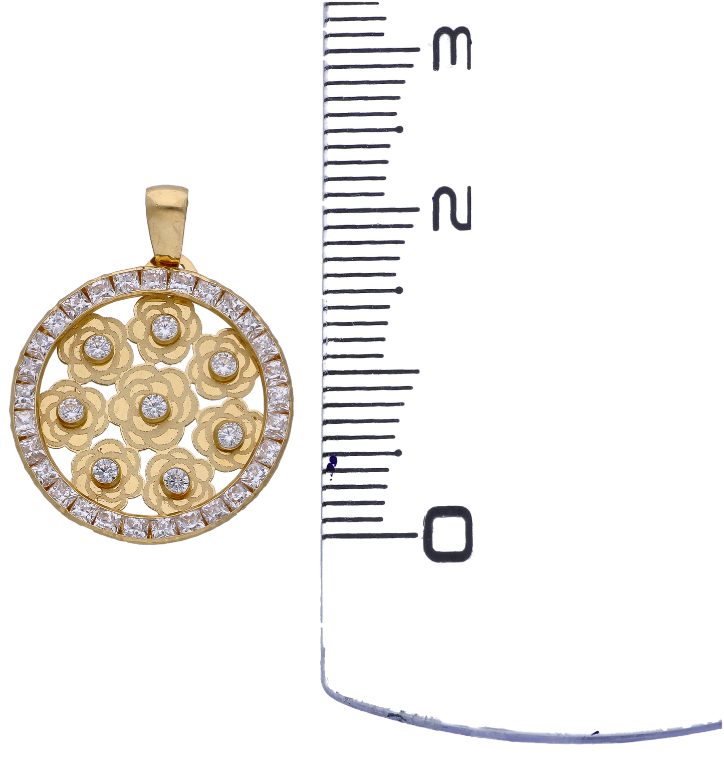 Gold Zircon Pendant 18KT - FKJPND18KU6295