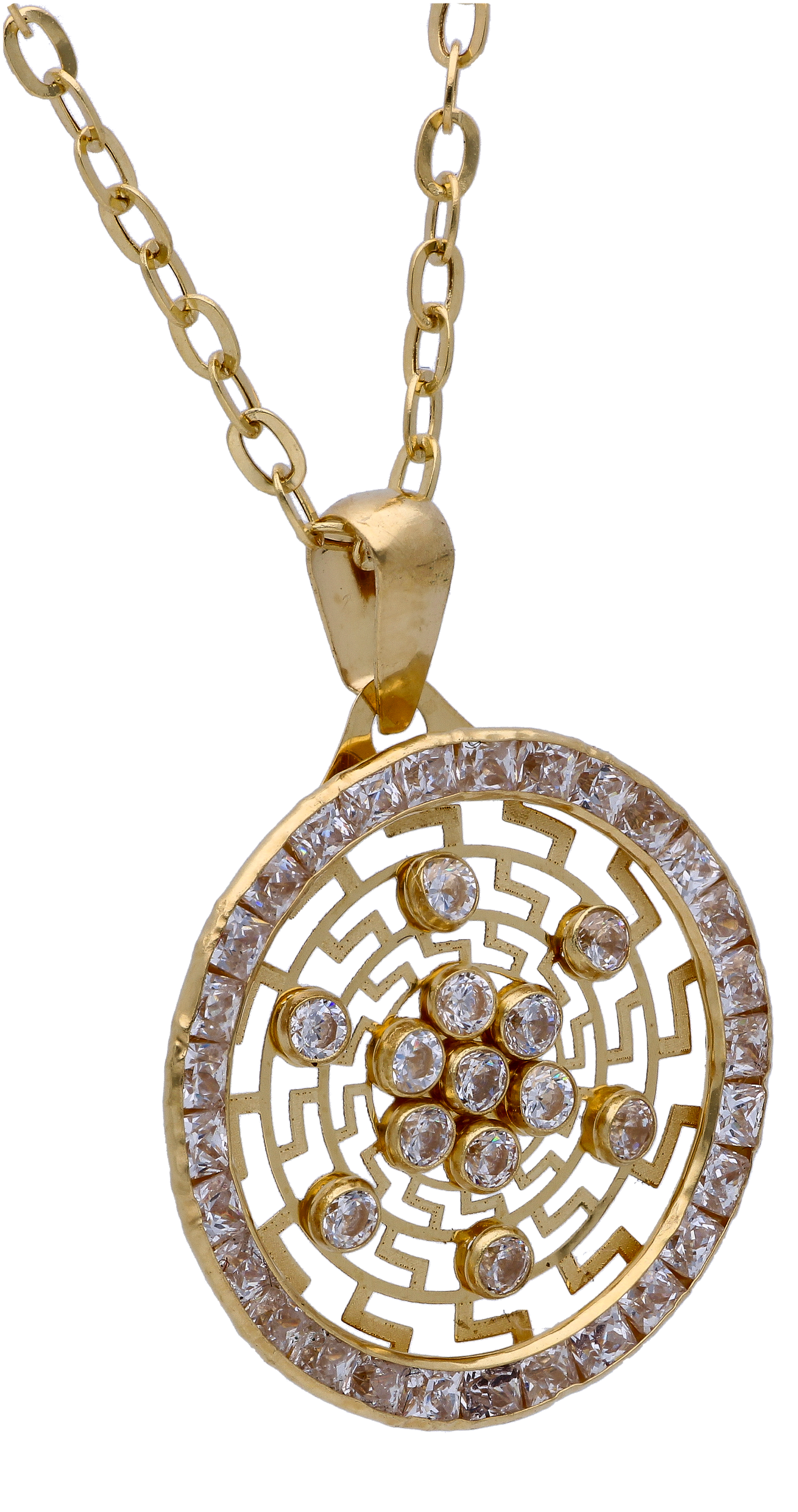Gold Necklace (Chain with Zircon Pendant) 18KT - FKJNKL18KU6283