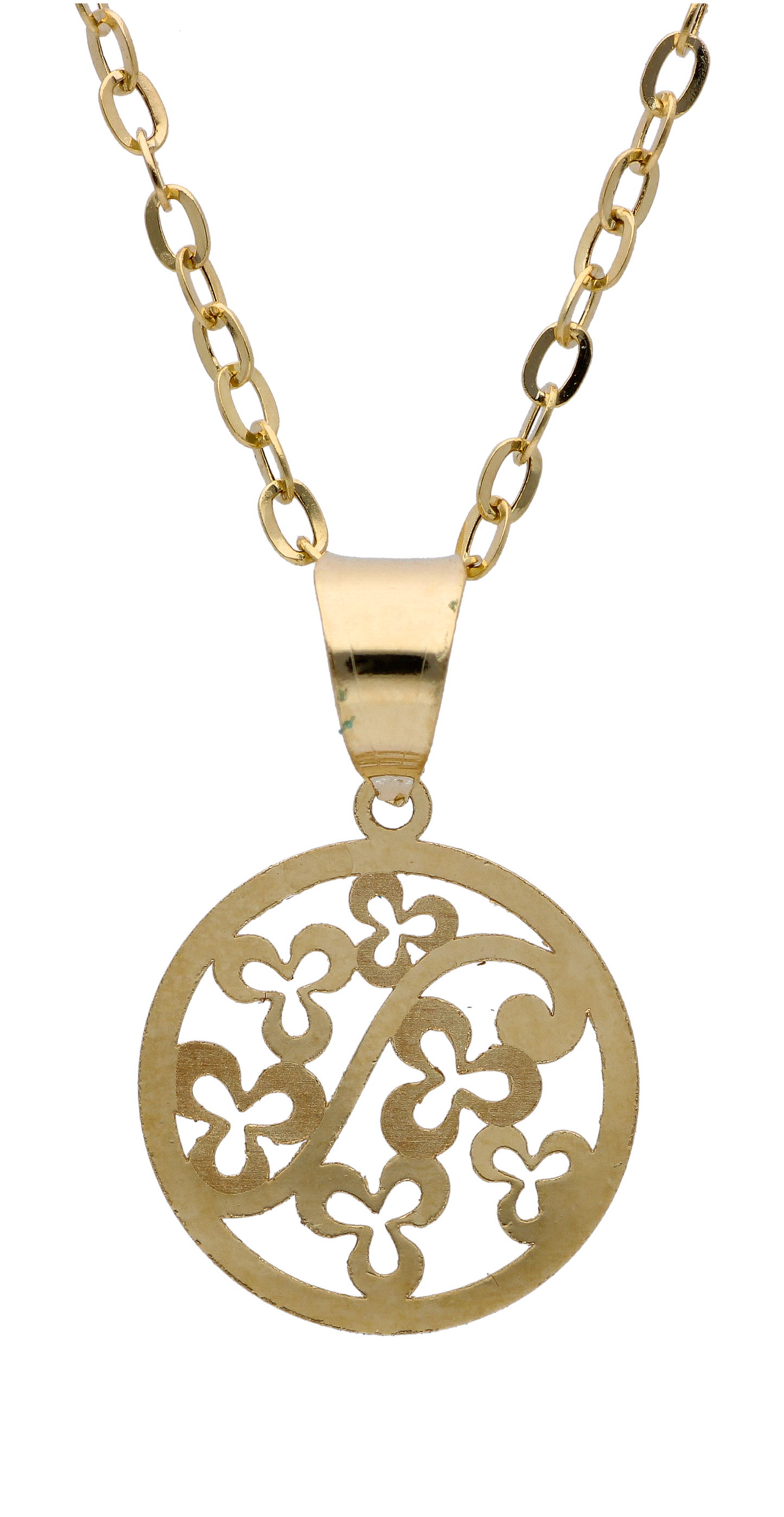Gold Necklace (Chain with Hollow Floral Pendant) 18KT - FKJNKL18KU6300
