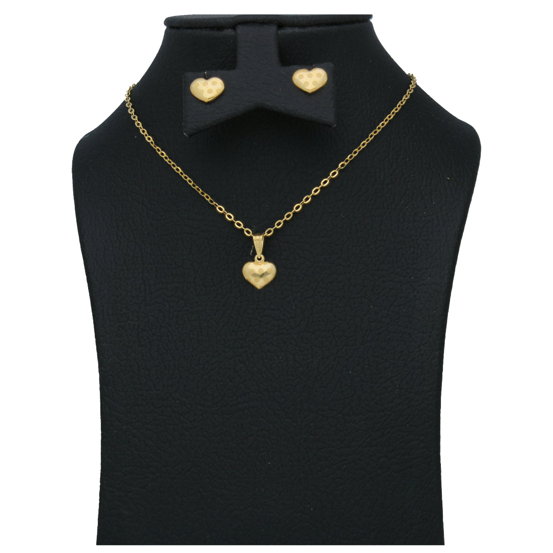 Gold Heart Shaped Pendant Set 18KT - FKJNKLST18KU6507