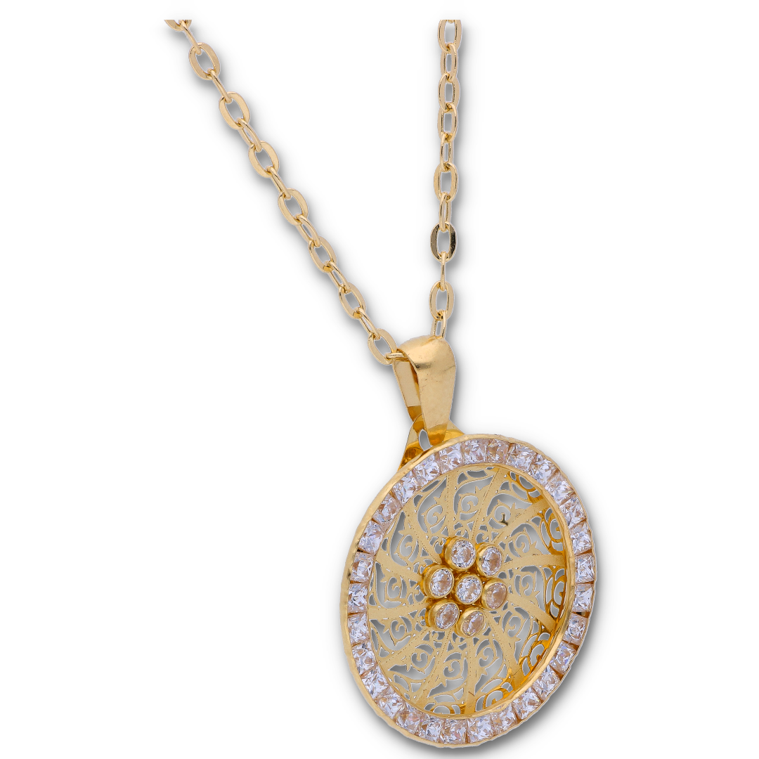 Gold Necklace (Chain with Dual Tone Gold Pendant) 18KT - FKJNKL18KU6120