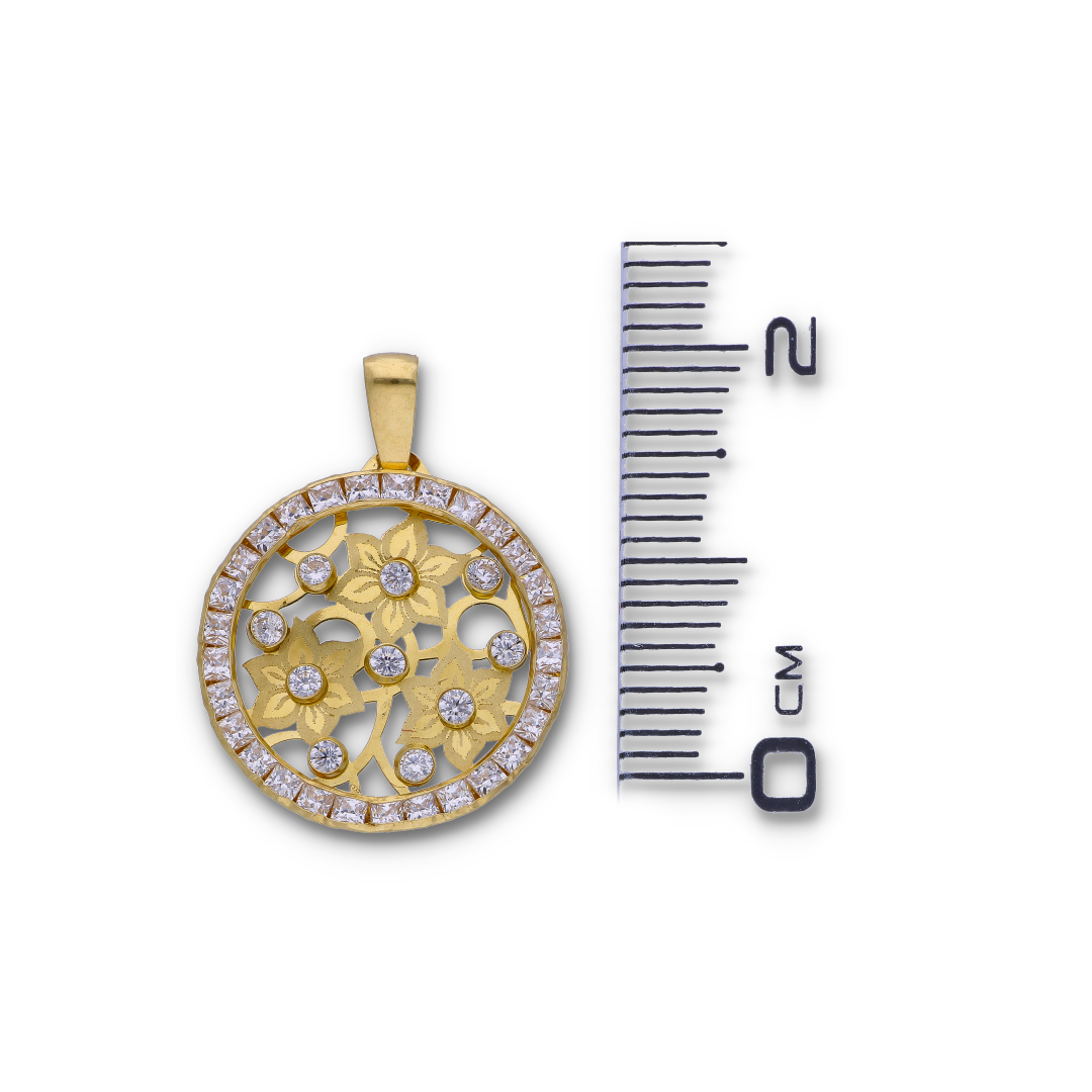 Dual Tone Gold Flower Shaped Pendant 18KT - FKJPND18KU6119