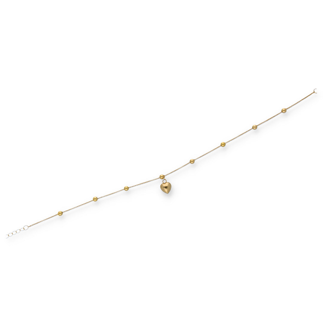 Gold Beads With Heart Shape Bracelet 18KT - FKJBRL18KU6342