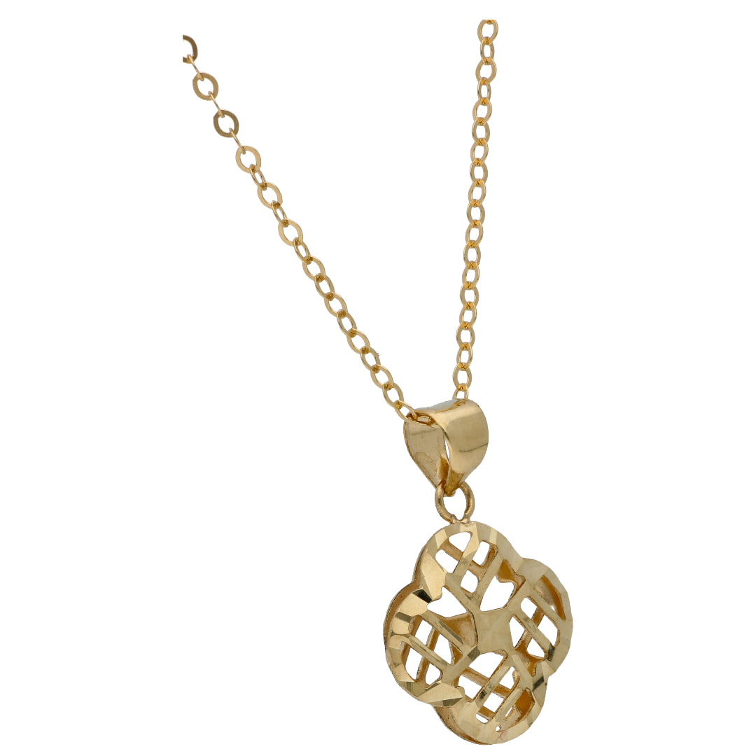 Gold Necklace (Chain with Clover Shaped Pendant) 18KT - FKJNKL18KU6537