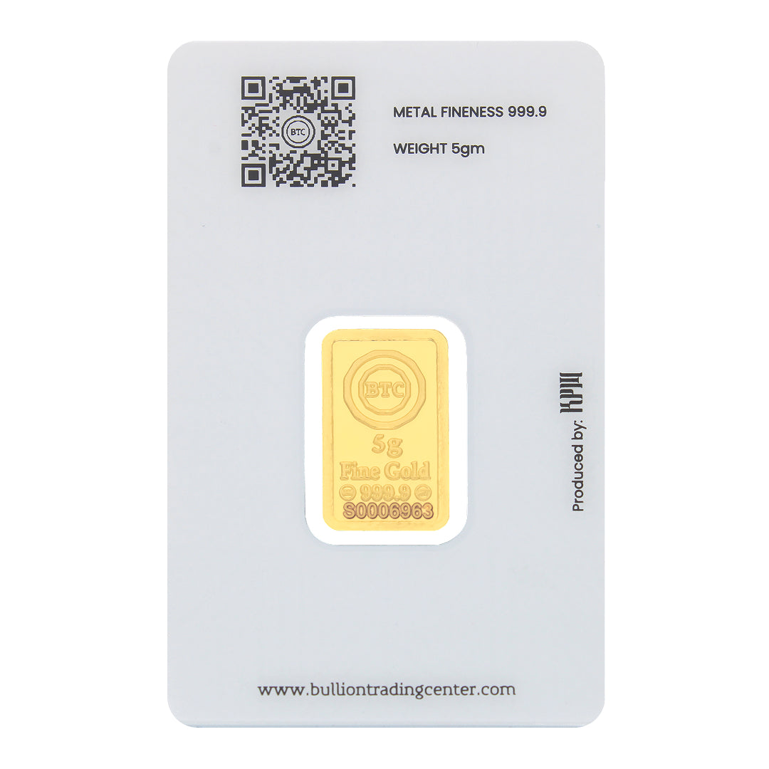 BTC 5 Grams Ummi Gold Bar 24KT - FKJGBR24K6654