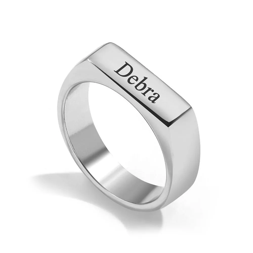 Gold & Silver Personalized Bar Stackable Name Ring - FKJRNU6235