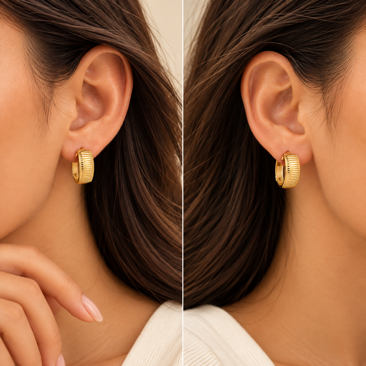 Gold Hoop Shaped Earrings 18KT - FKJERN18KU6462
