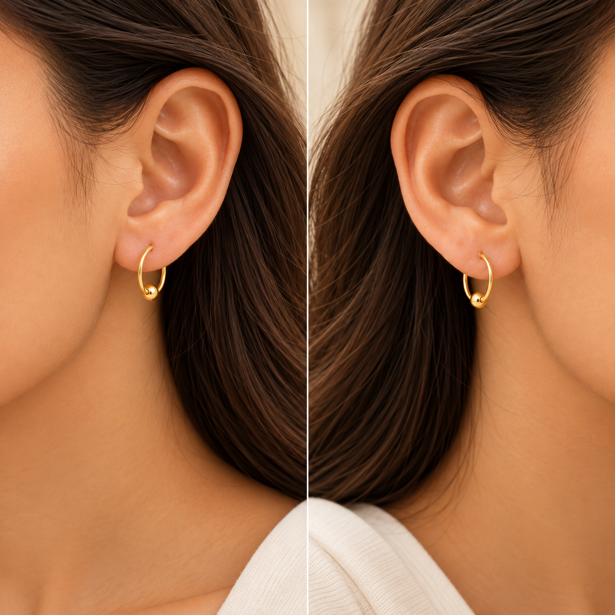 Gold Ring Shaped Earrings 18KT - FKJERN18KU6463