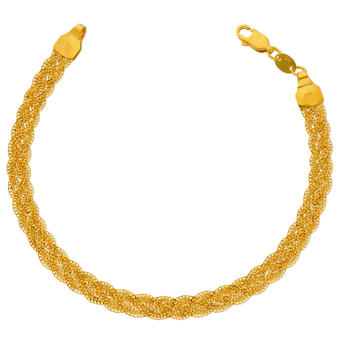 Gold Flat Braided Bracelet 22KT - FKJBRL22KU6655