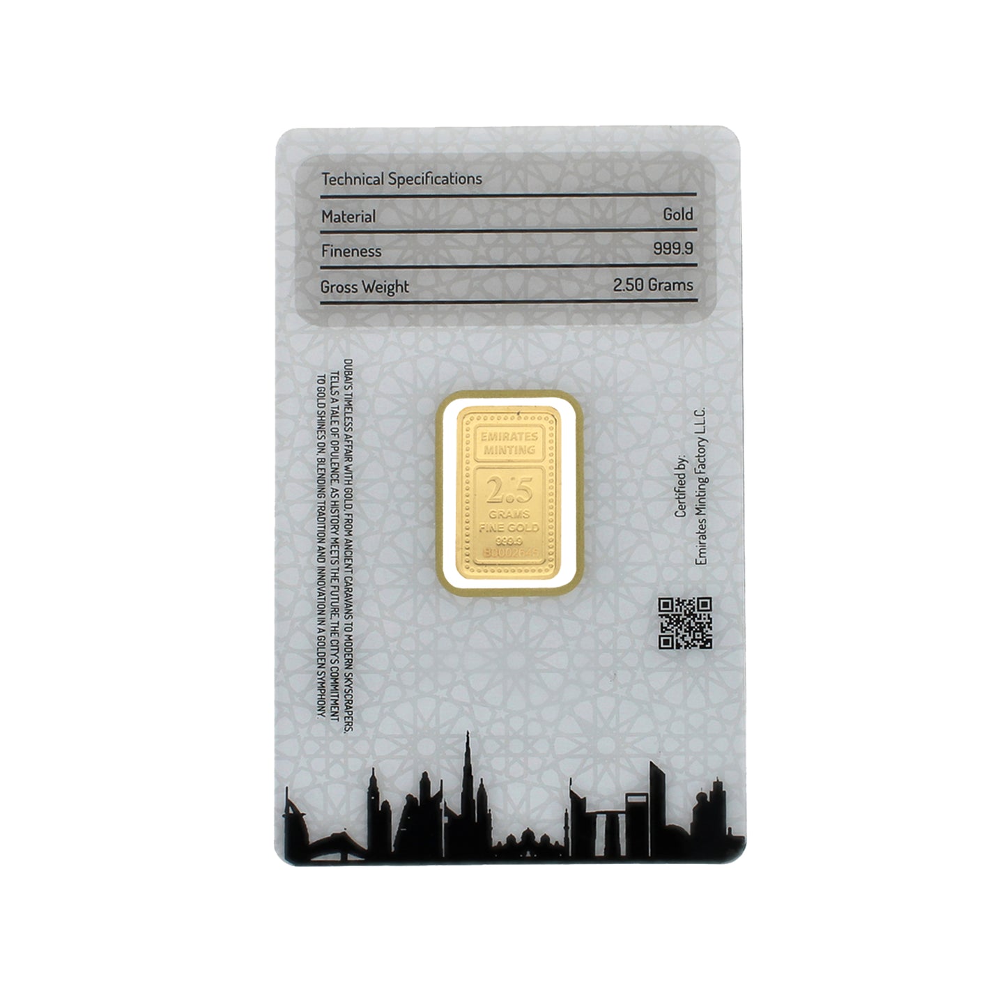 Emirates Minting 2.5 Gram Flower Girl Gold Bar 24KT 999.9 Purity - FKJGBR24K6800