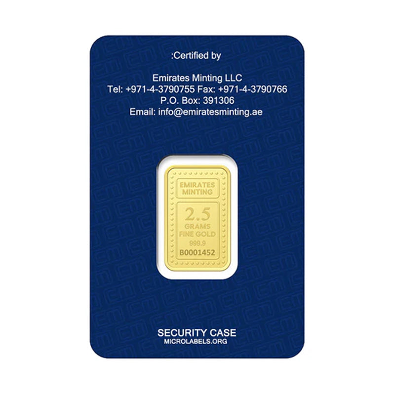 Emirates Minting 2.5 Grams Museum of the Future and Emirates Towers Gold Bar 999.9 Purity - FKJGBR24K2296