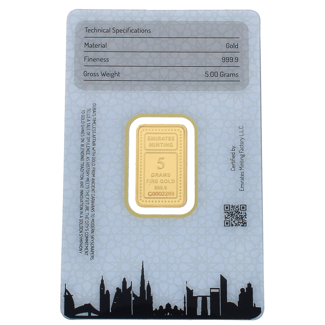 Emirates Minting 5 Grams Flower Girl Design Gold Bar 999.9 Purity - FKJGBR24K2362