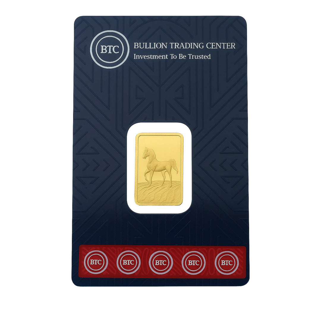 BTC 5 Grams Arabian Horse Gold Bar 24KT - FKJGBR24K6678