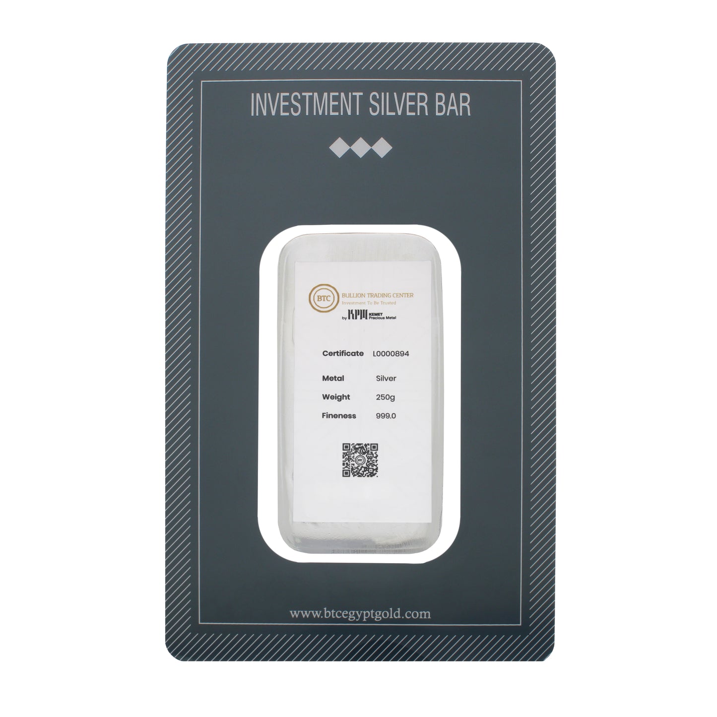 BTC 250 Grams Silver Bar - FKJGBRSL6792