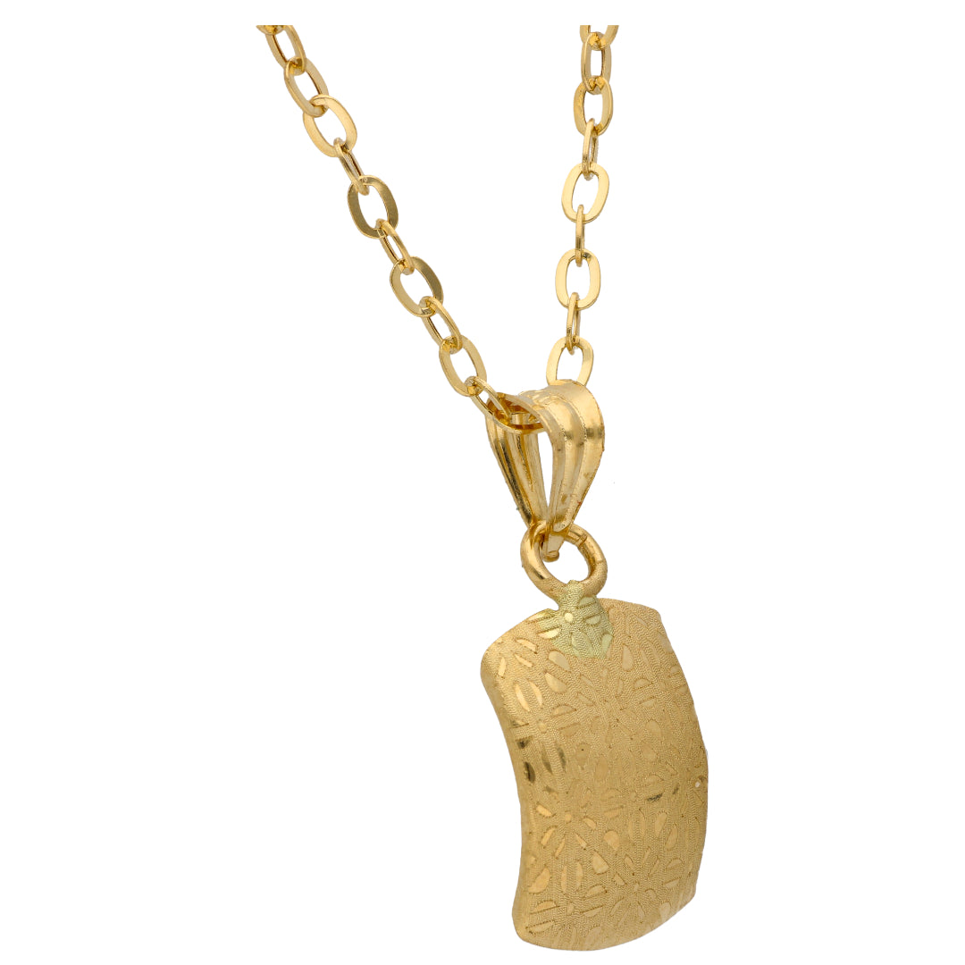 Gold Necklace (Chain with Rectangle Shaped Pendant) 18KT - FKJNKL18KU6611