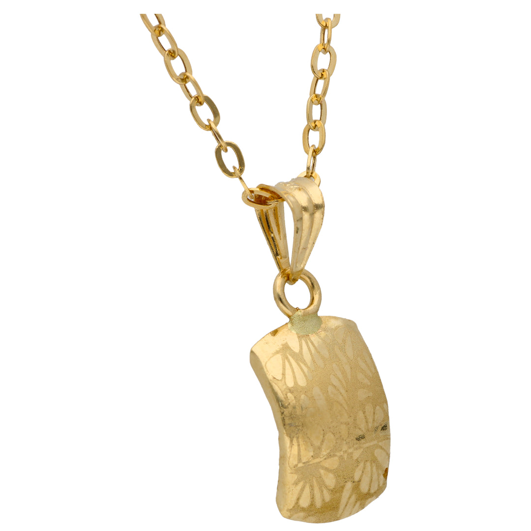 Gold Necklace (Chain with Rectangle Shaped Pendant) 18KT - FKJNKL18KU6613