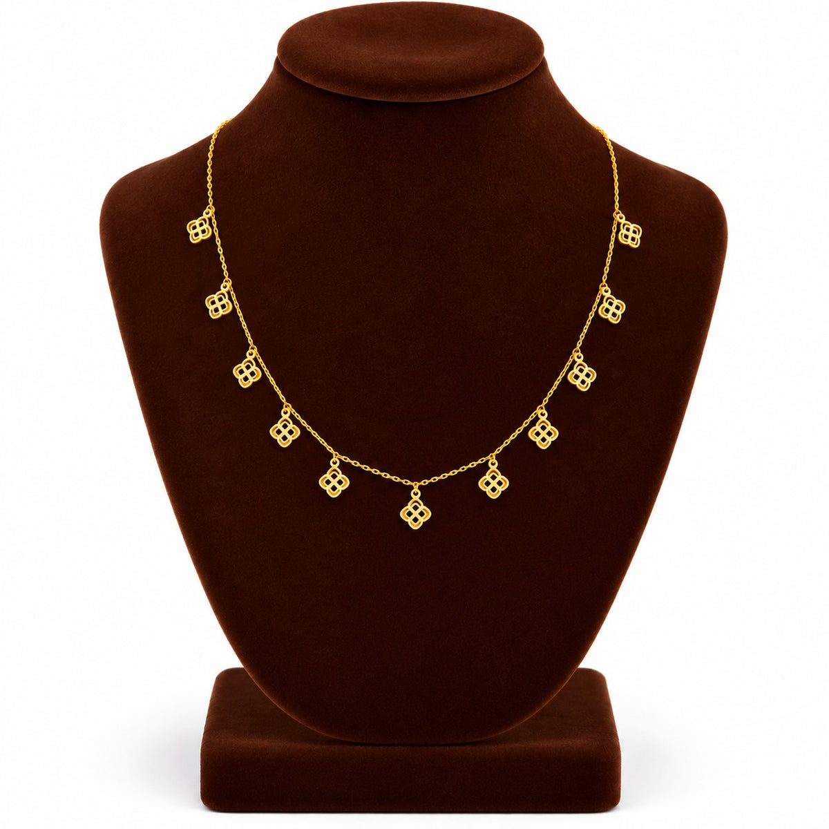 Gold Clover Leaf Charms Necklace 22KT - FKJNKL22KU6669