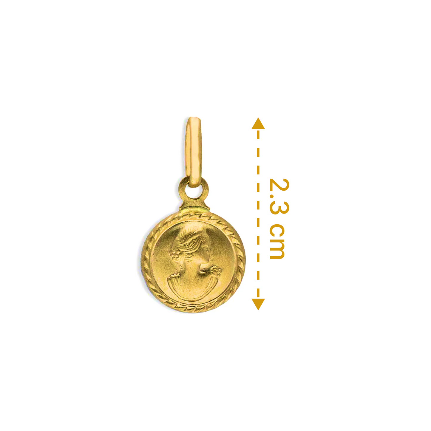 Gold Queen Round Shaped Pendant 18KT - FKJPND18KU1105