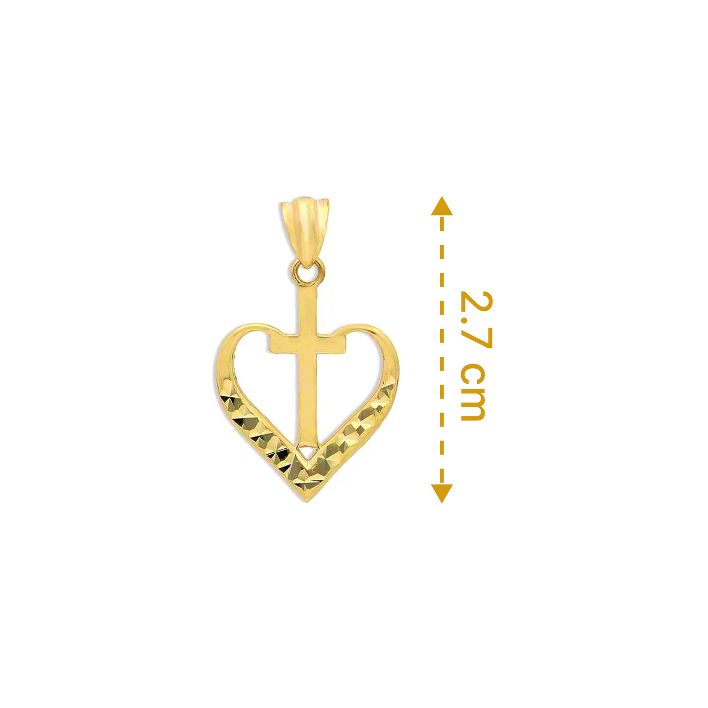 Gold Cross In Heart Pendant 18KT - FKJPND18KU1139