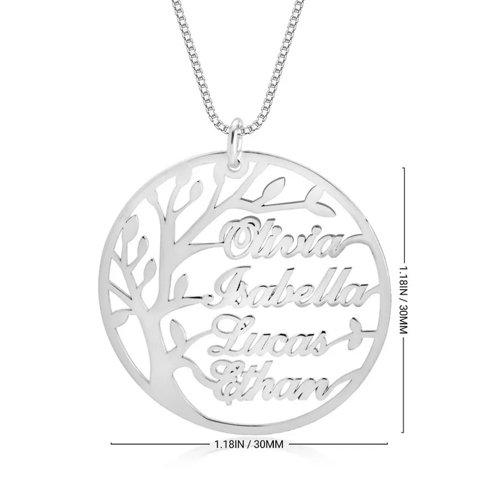Gold & Silver Personalized Family Tree Necklace with Names - FKJNKLU6198