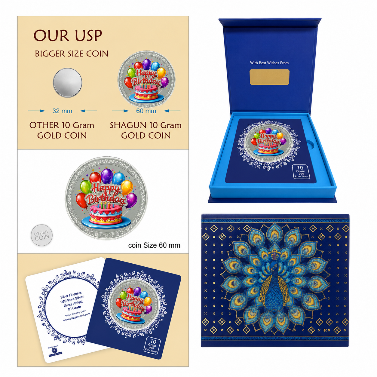 Happy Birthday 10 Grams Colorized Silver Coin - FKJCONSL7020