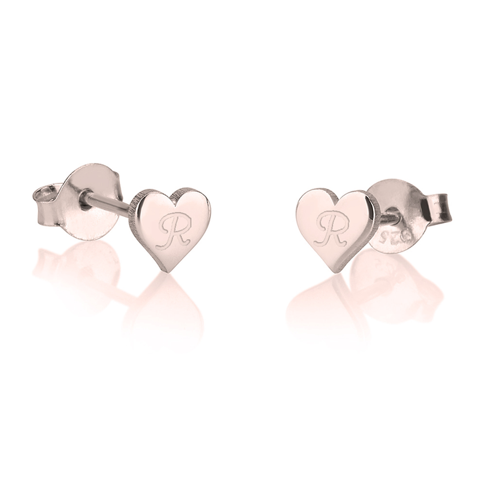 Gold & Silver Personalized Heart Initial Studs Earrings - FKJERNU6249