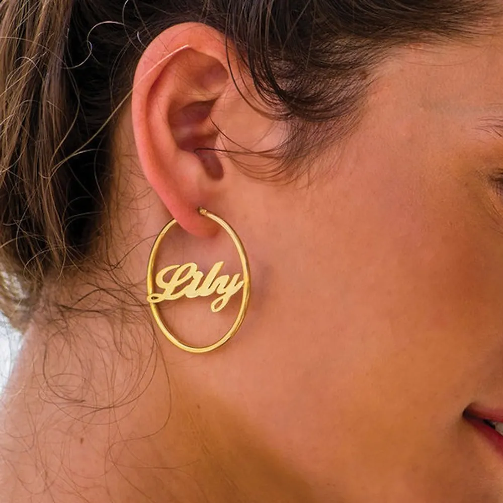 Gold & Silver Personalized Hoop Name Earring - FKJERNU6255