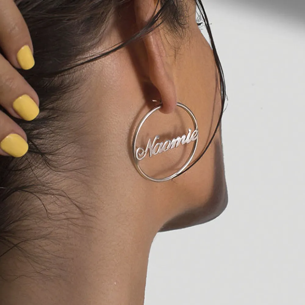 Gold & Silver Personalized Hoop Name Earring - FKJERNU6255