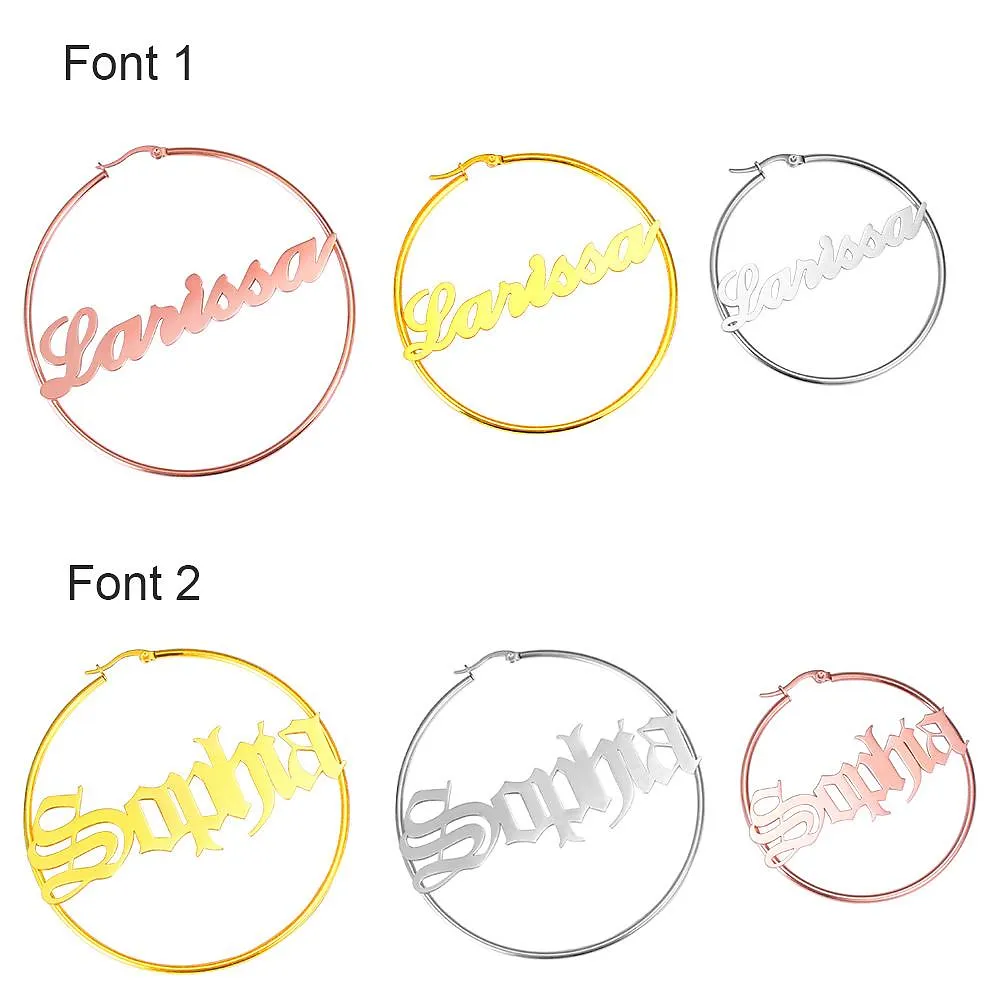 Gold & Silver Personalized Hoop Name Earring - FKJERNU6255