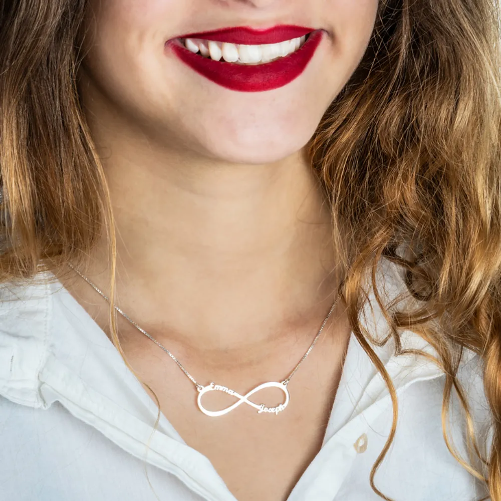 Gold & Silver Personalized Infinity Necklace with Names - FKJNKLU6215