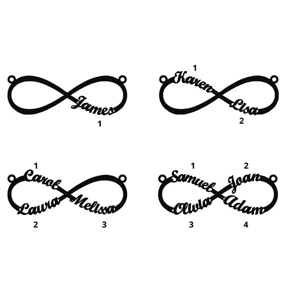 Gold & Silver Personalized Infinity Necklace with Names - FKJNKLU6215