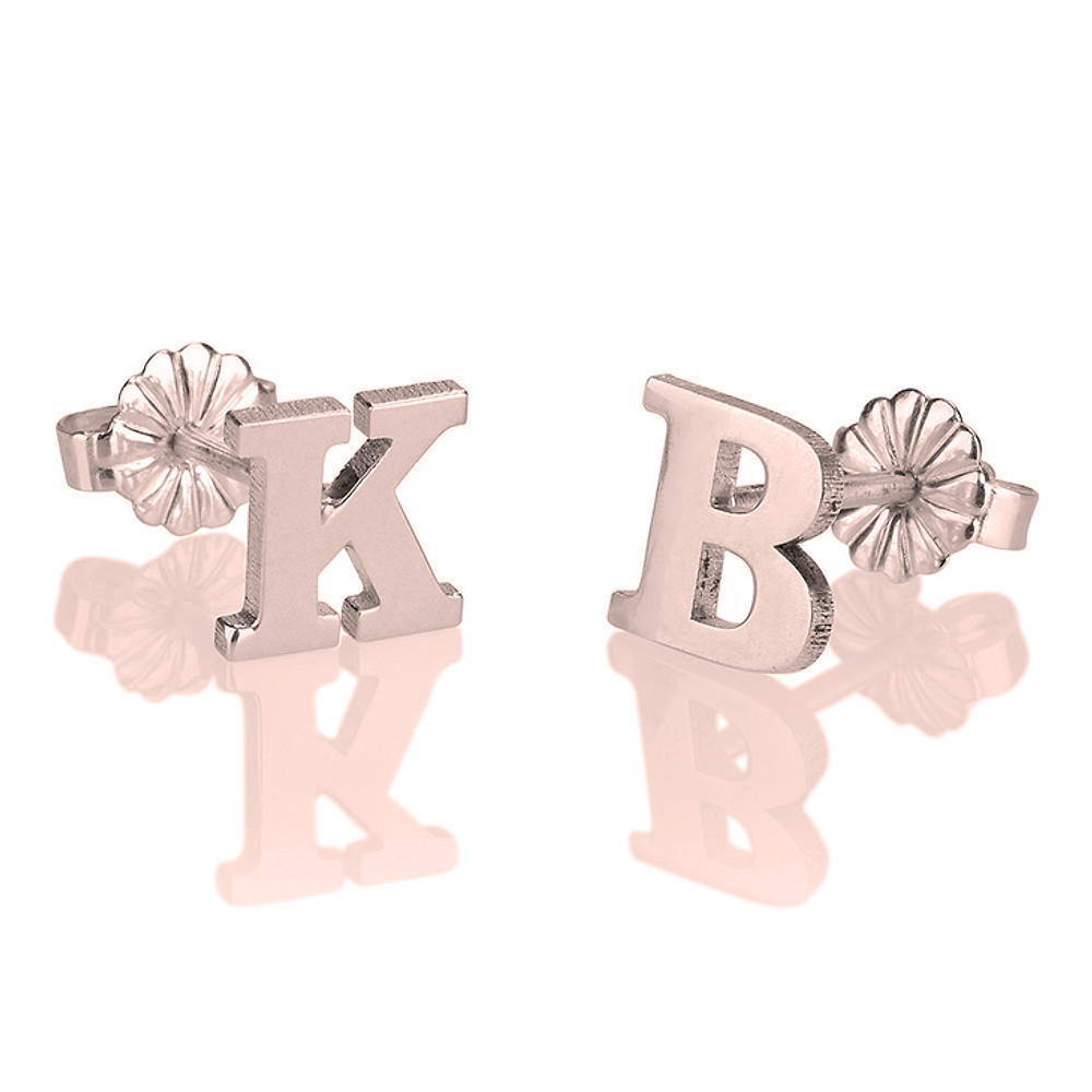 Gold & Silver Personalized Initial Stud Earrings - FKJERNU6248