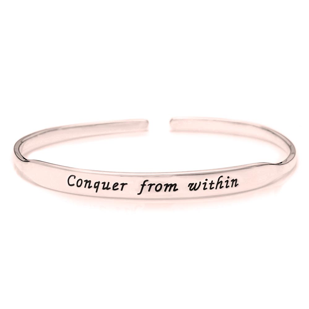 Gold & Silver Personalized Inspirational Engraved Bangle - FKJBNGU6271