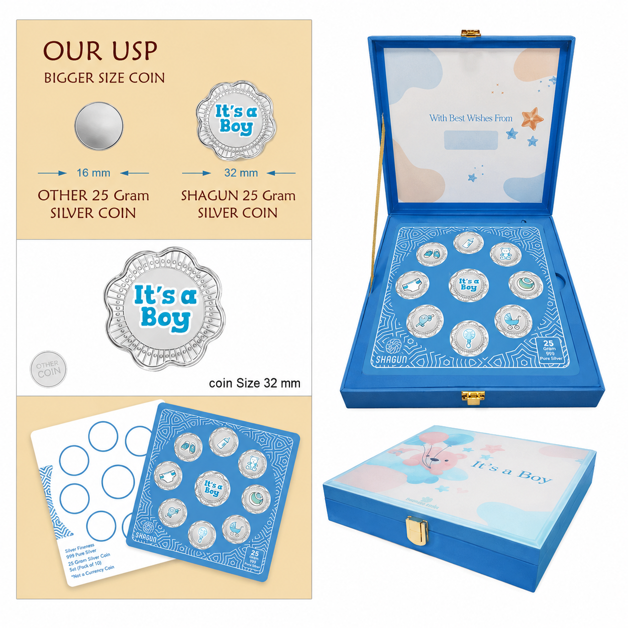 It's A Boy 25 Grams Silver Coin With Musical Box - FKJCONSL7023