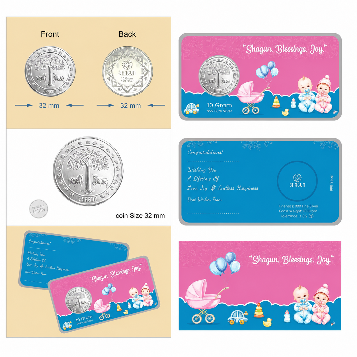 Kids 10 Grams Silver Coin Lifafa - FKJCONSL7015