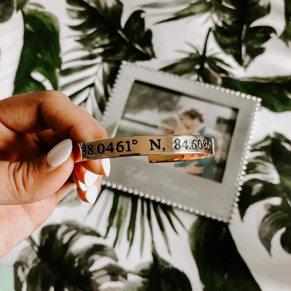 Gold & Silver Personalized Longitude and Latitude Bracelet - FKJBRLU6264