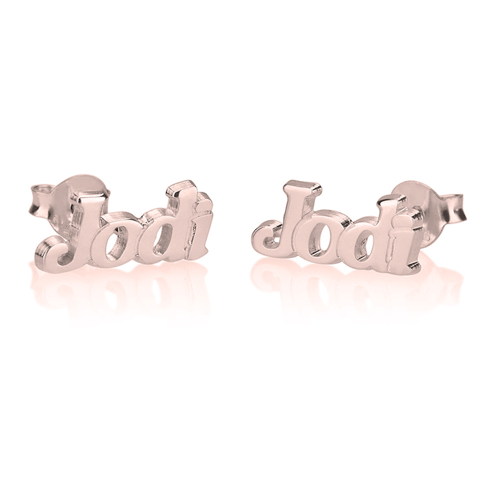 Gold & Silver Personalized Name Stud Earrings - FKJERNU6246