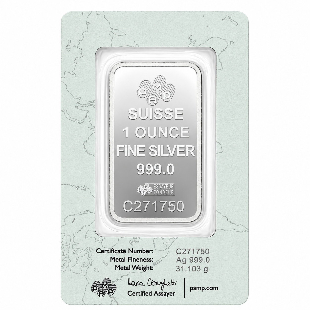 Swiss Pamp Fortuna 1 Ounce Minted Bar in 999.0 Silver - FKJGBRSL2292
