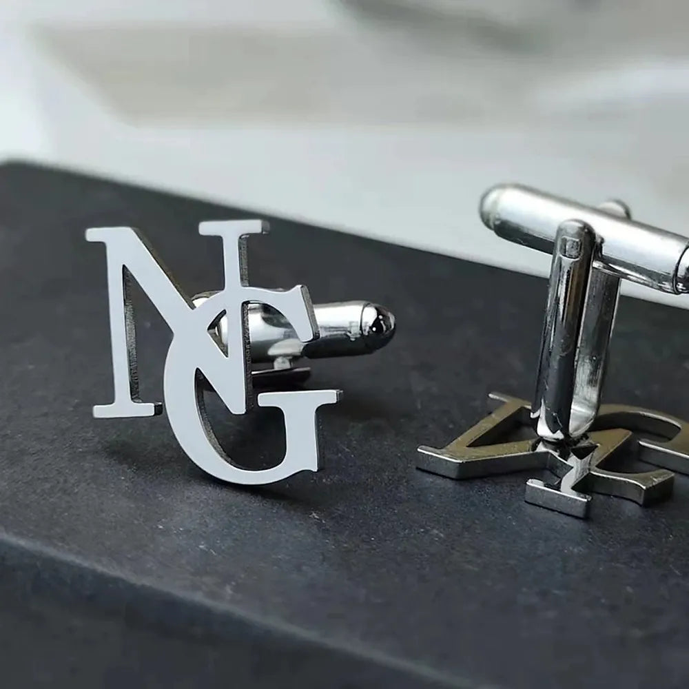 Gold & Silver Personalised Double Letter Cufflink - FKJCFLU6277