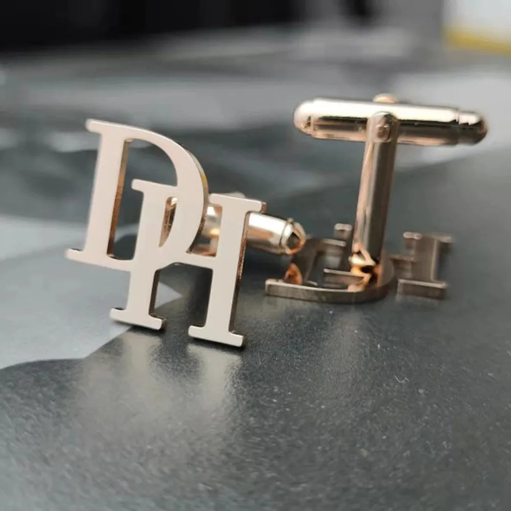 Gold & Silver Personalised Double Letter Cufflink - FKJCFLU6277