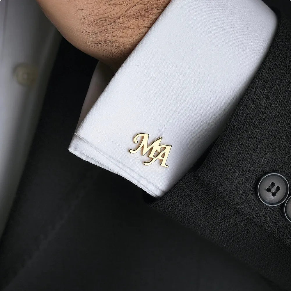 Gold & Silver Personalised Double Letter Cufflink - FKJCFLU6277