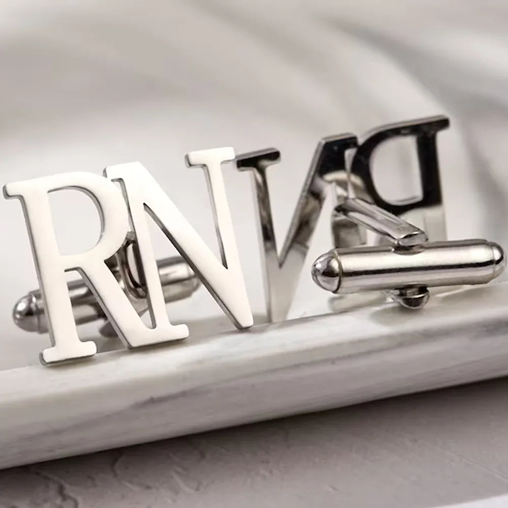 Gold & Silver Personalised Double Letter Cufflink - FKJCFLU6277