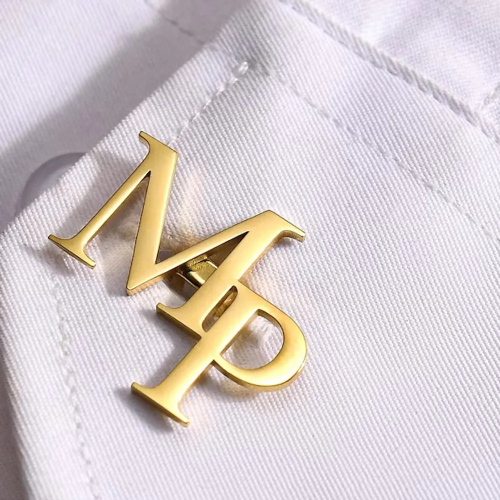 Gold & Silver Personalised Double Letter Cufflink - FKJCFLU6277