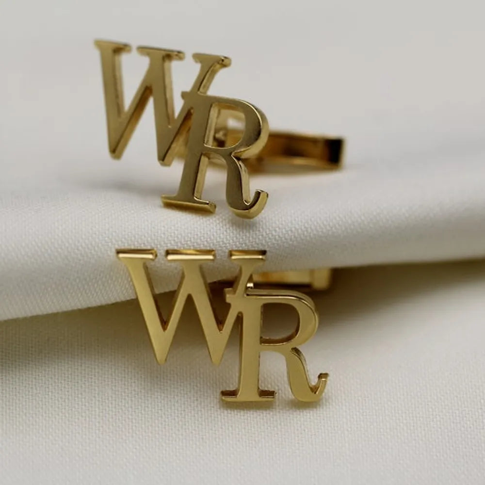 Gold & Silver Personalised Double Letter Cufflink - FKJCFLU6277