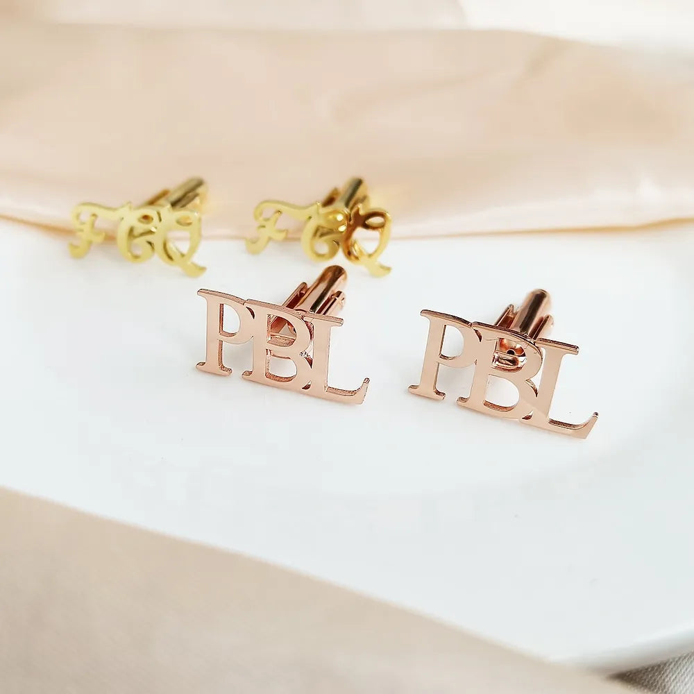 Gold & Silver Personalised Name Cutting Cufflink - FKJCFLU6279