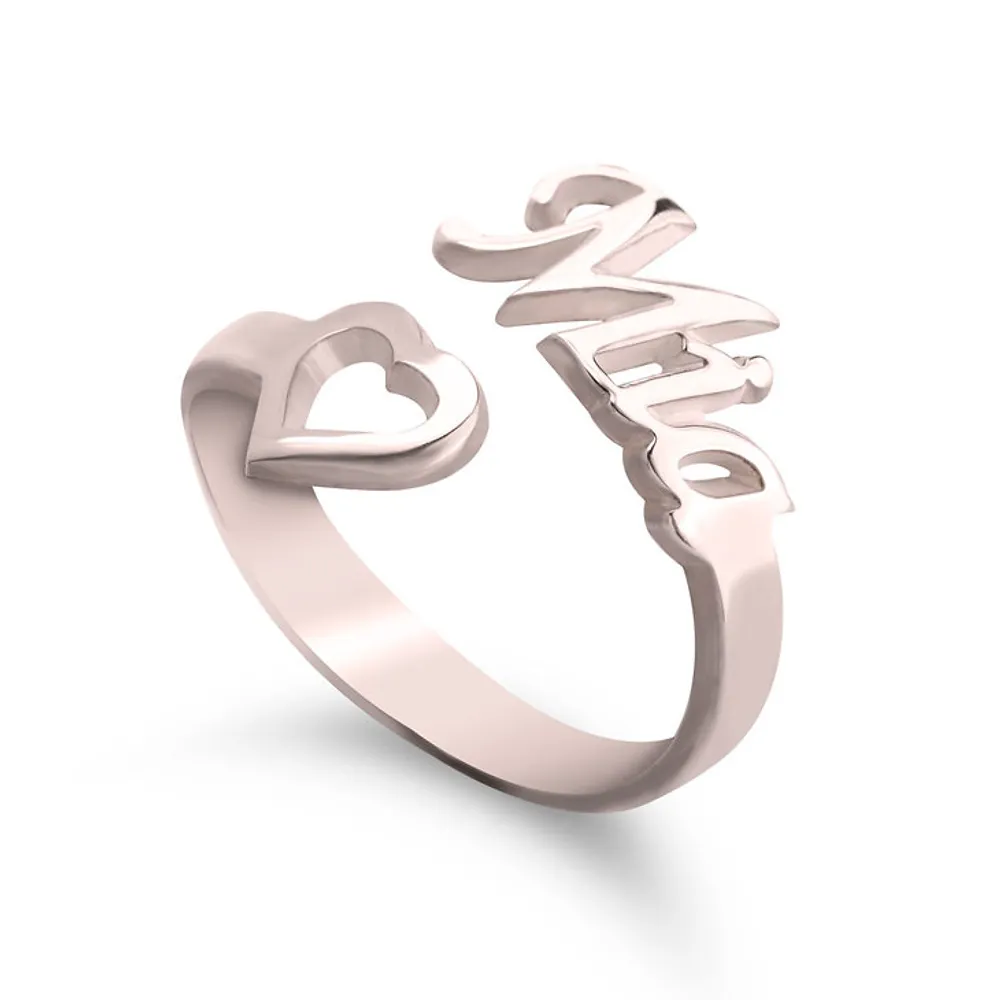 Gold & Silver Personalized Name Ring With Heart - FKJRNU6234