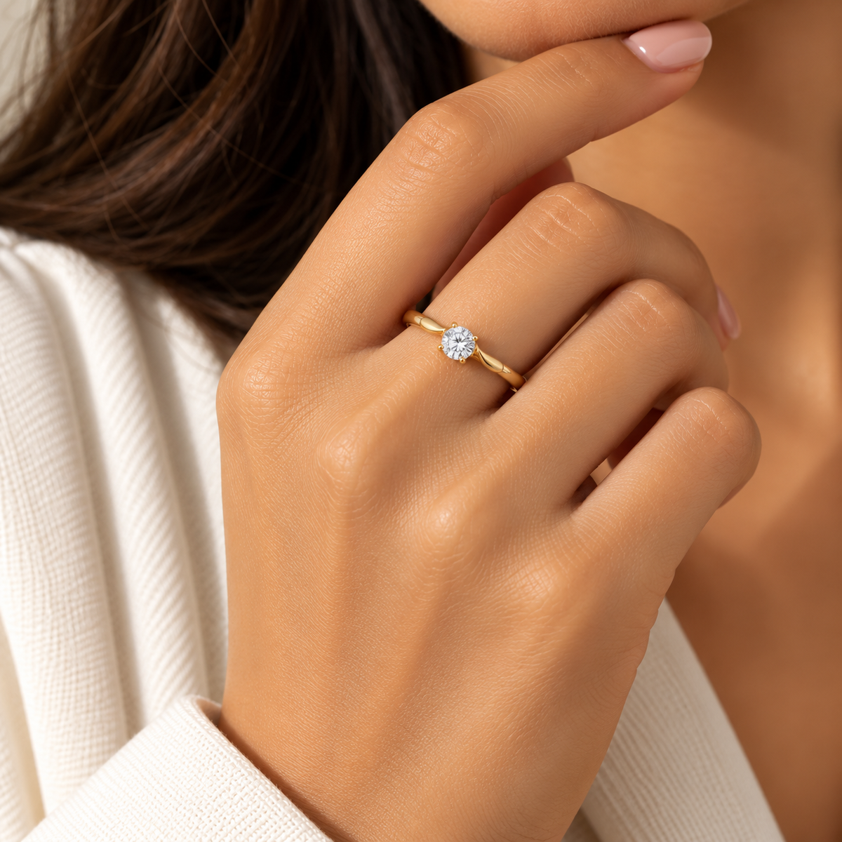 Gold Solitaire Ring 18KT - FKJRN18KU2003