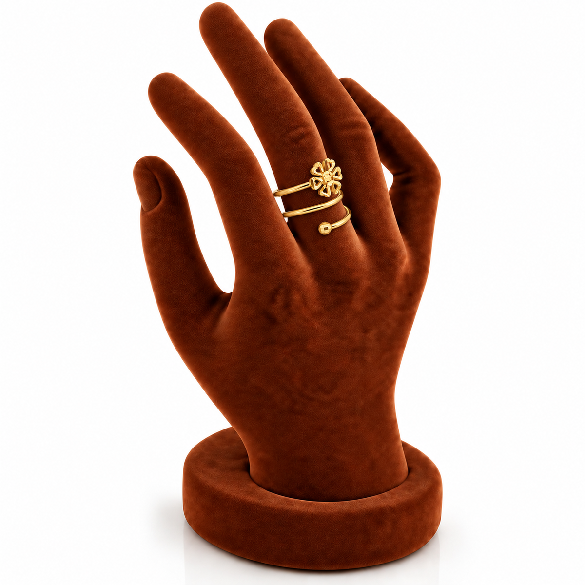 Gold Spiral Ring with Flower in 18KT - FKJRN18K2173